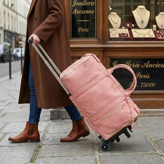 Sac de voyage roulettes Rose Poudré — NuxeBag