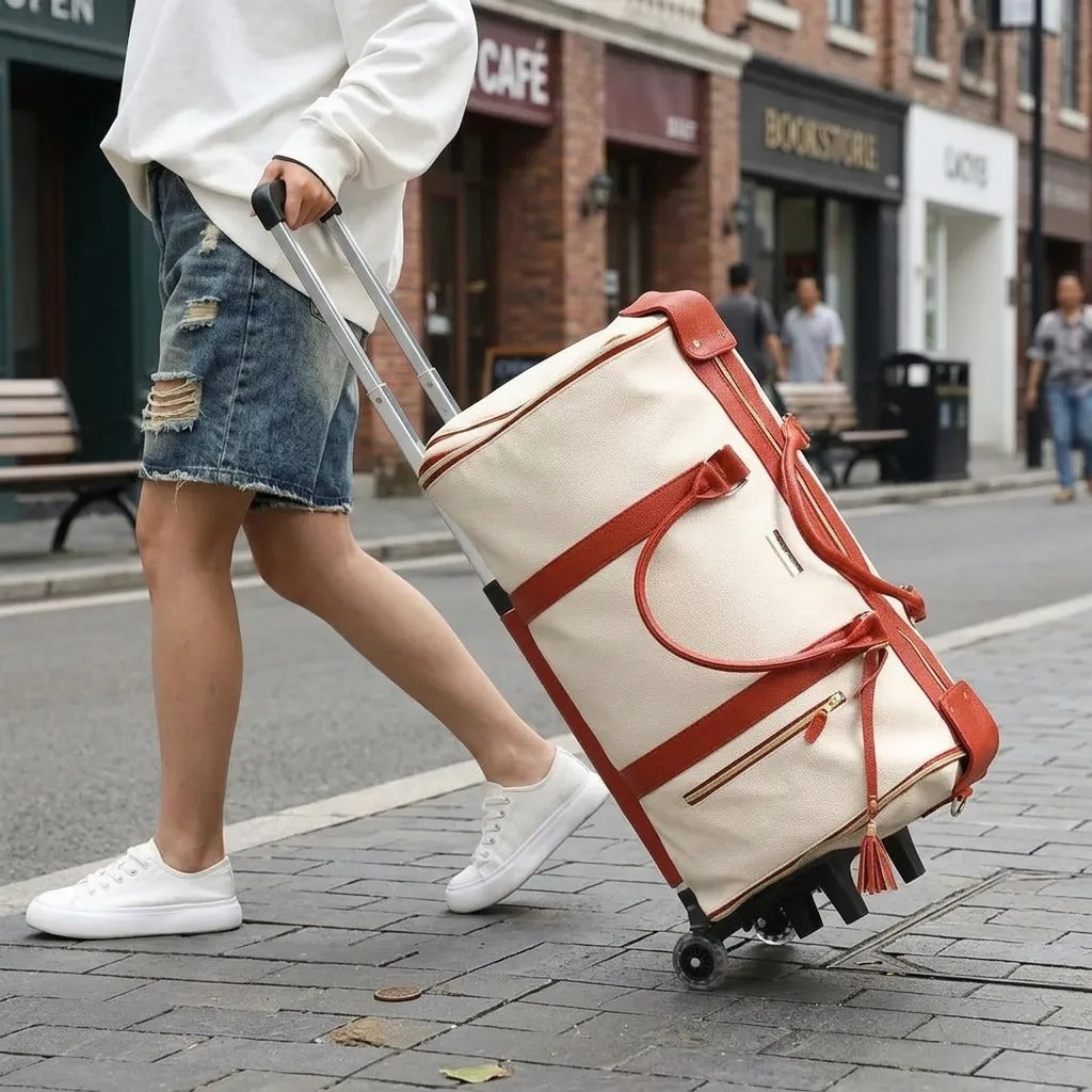 Sac de voyage roulettes Écru — NuxeBag