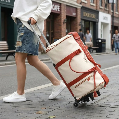 Sac de voyage roulettes Écru — NuxeBag